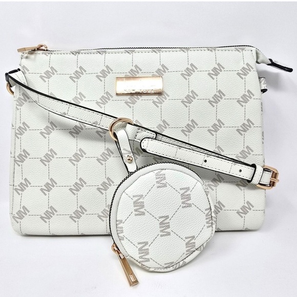 Nicole Miller Ivory Signature Logo Crossbody - Picture 1 of 6